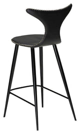 Dolphin Barstol SH: 67cm, vintage sort kunstlæder/runde sorte ben - UNOLIVING.COM