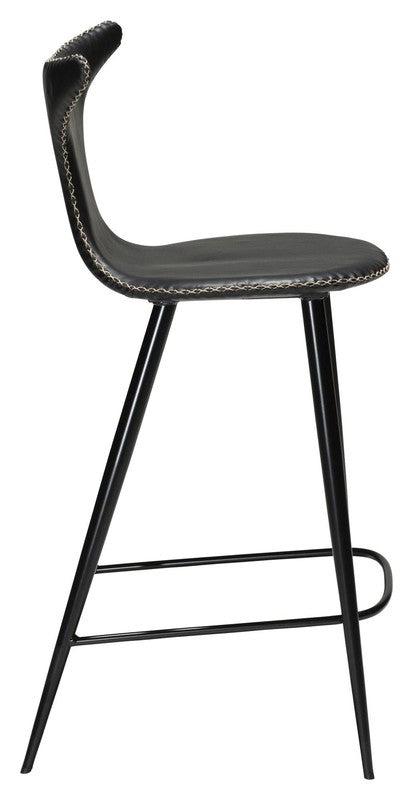 Dolphin Barstol SH: 67cm, vintage sort kunstlæder/runde sorte ben - UNOLIVING.COM