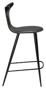 Dolphin Barstol SH: 67cm, vintage sort kunstlæder/runde sorte ben - UNOLIVING.COM