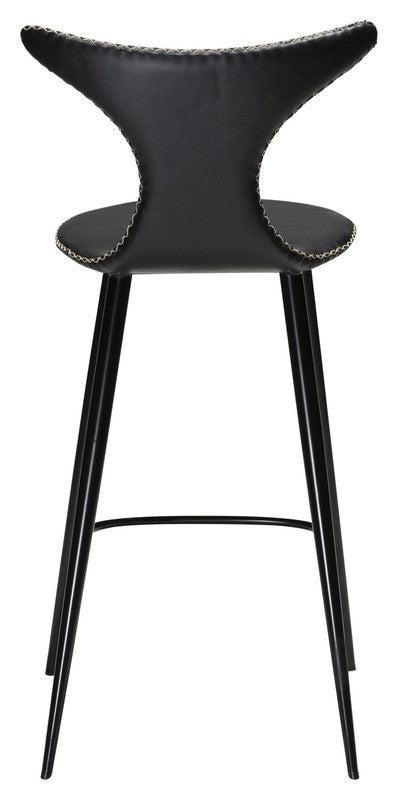 Dolphin Barstol SH: 67cm, vintage sort kunstlæder/runde sorte ben - UNOLIVING.COM