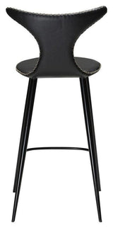 Dolphin Barstol SH: 67cm, vintage sort kunstlæder/runde sorte ben - UNOLIVING.COM