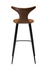 Dolphin Barstol, vintage lysebrun kunstlæder, sorte ben - UNOLIVING.COM