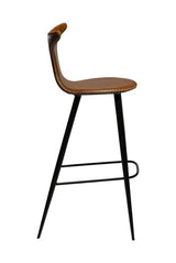 Dolphin Barstol, vintage lysebrun kunstlæder, sorte ben - UNOLIVING.COM