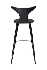 Dolphin Barstol, vintage sort kunstlæder, runde sorte ben - UNOLIVING.COM