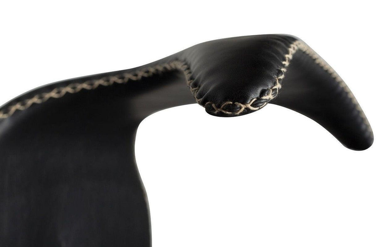 Dolphin Barstol, vintage sort kunstlæder, runde sorte ben - UNOLIVING.COM