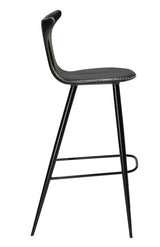 Dolphin Barstol, vintage sort kunstlæder, runde sorte ben - UNOLIVING.COM