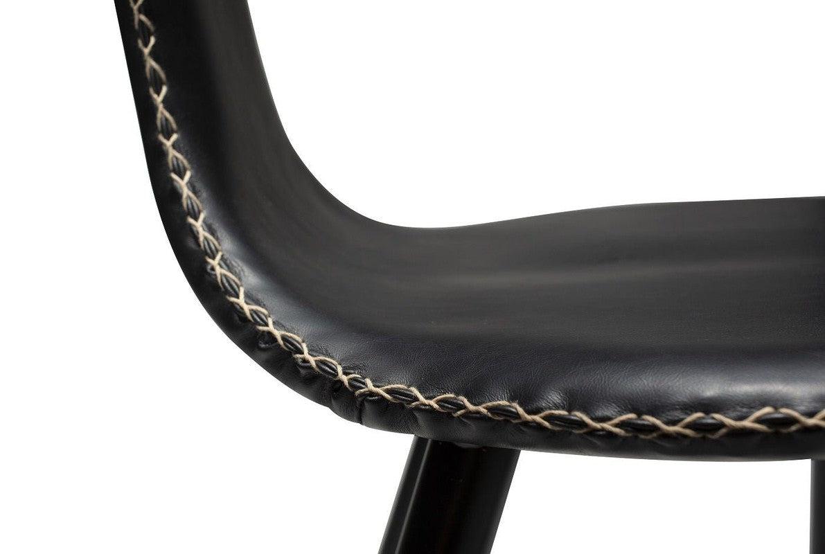 Dolphin Barstol, vintage sort kunstlæder, runde sorte ben - UNOLIVING.COM