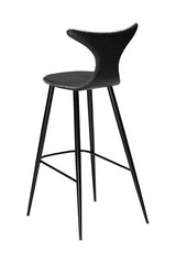 Dolphin Barstol, vintage sort kunstlæder, runde sorte ben - UNOLIVING.COM