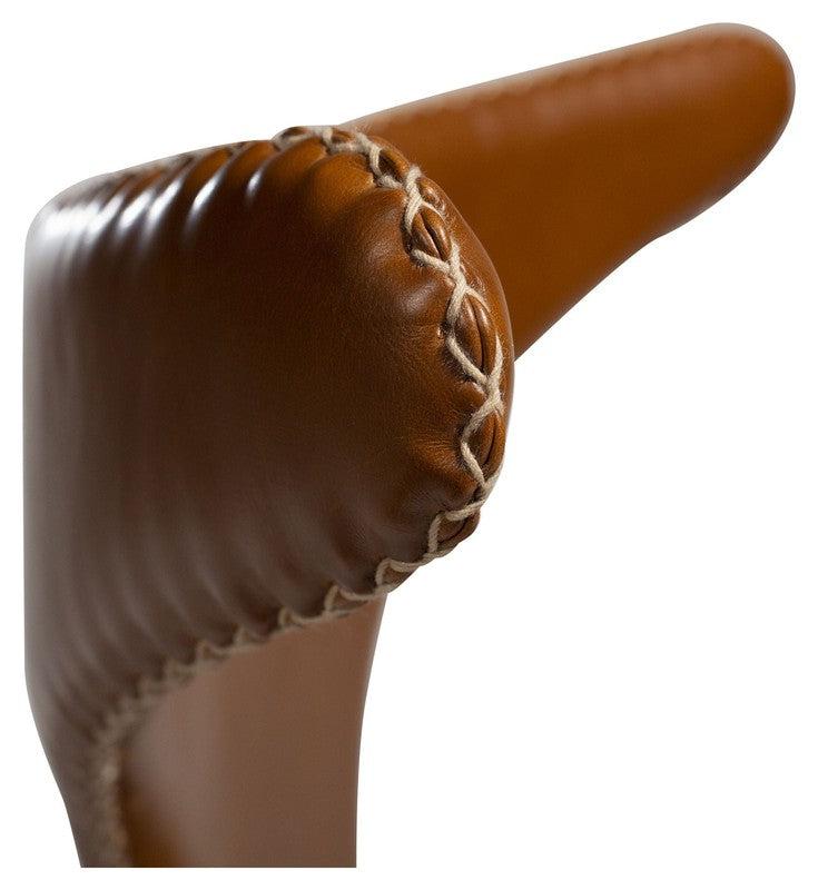 Dolphin Spisebordsstol, vintage lysebrun kunstlæder/ runde sorte ben - UNOLIVING.COM