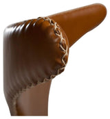 Dolphin Spisebordsstol, vintage lysebrun kunstlæder/ runde sorte ben - UNOLIVING.COM