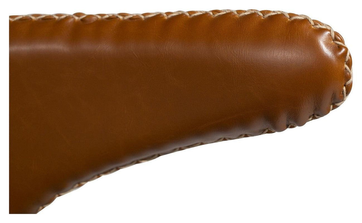 Dolphin Spisebordsstol, vintage lysebrun kunstlæder/ runde sorte ben - UNOLIVING.COM