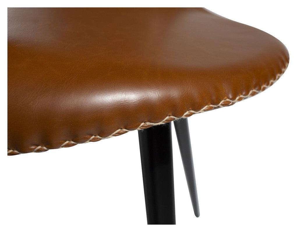 Dolphin Spisebordsstol, vintage lysebrun kunstlæder/ runde sorte ben - UNOLIVING.COM