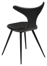 Dolphin Spisebordsstol, vintage sort kunstlæder/ runde sorte ben - UNOLIVING.COM
