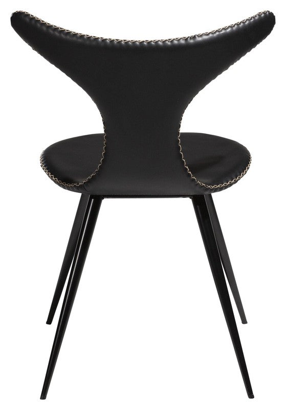 Dolphin Spisebordsstol, vintage sort kunstlæder/ runde sorte ben - UNOLIVING.COM