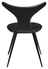 Dolphin Spisebordsstol, vintage sort kunstlæder/ runde sorte ben - UNOLIVING.COM