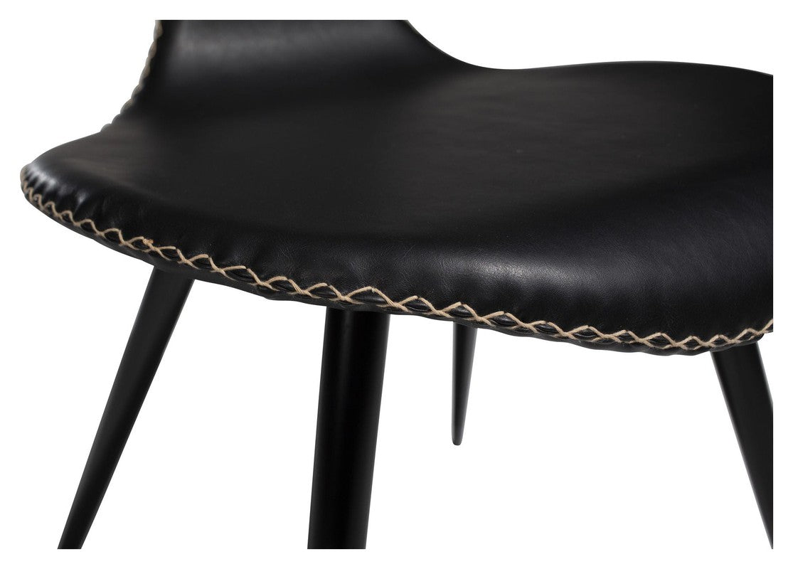 Dolphin Spisebordsstol, vintage sort kunstlæder/ runde sorte ben - UNOLIVING.COM