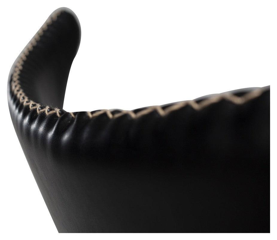 Dolphin Spisebordsstol, vintage sort kunstlæder/ runde sorte ben - UNOLIVING.COM
