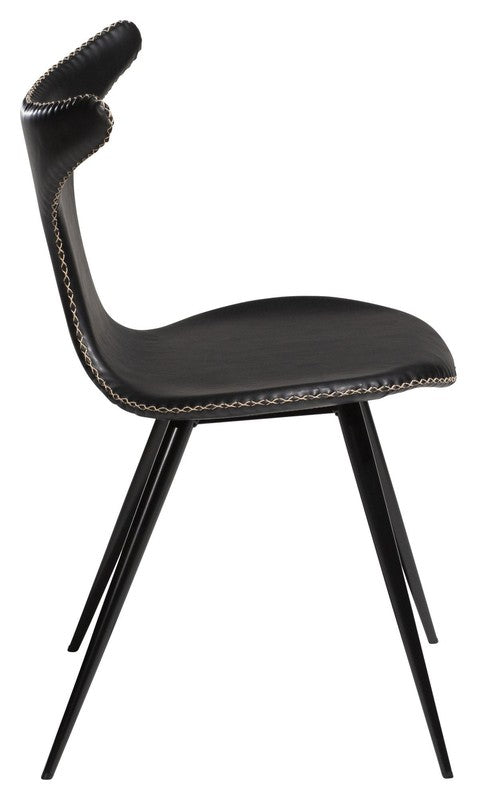 Dolphin Spisebordsstol, vintage sort kunstlæder/ runde sorte ben - UNOLIVING.COM