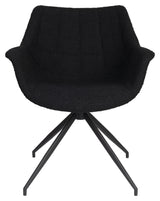 Doulton Loungestol m. drejefod - Swivel Black Bouclé - UNOLIVING.COM