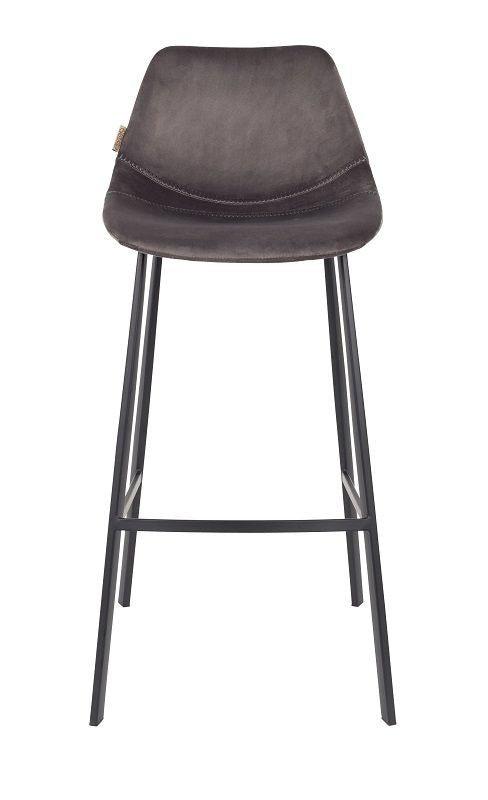 Dutchbone Franky Barstol, Grå velour - UNOLIVING.COM