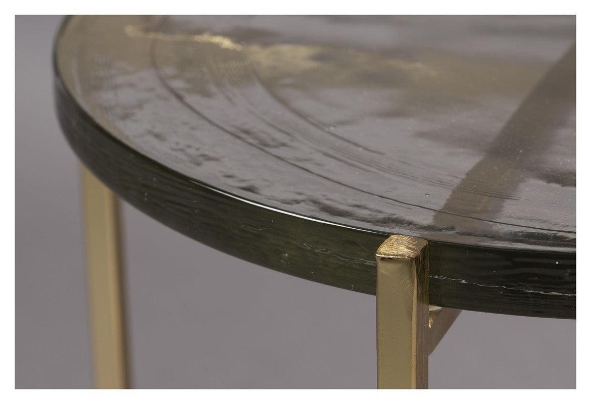 Dutchbone Vidrio Sidebord, Messing/Glas, Ø40 - Unoliving.com