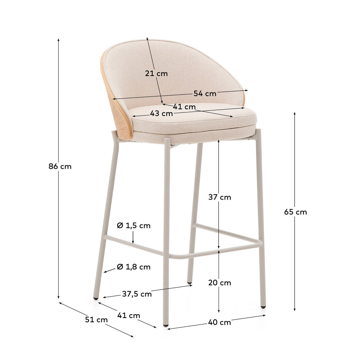Eamy Taburet Beige, 86 cm