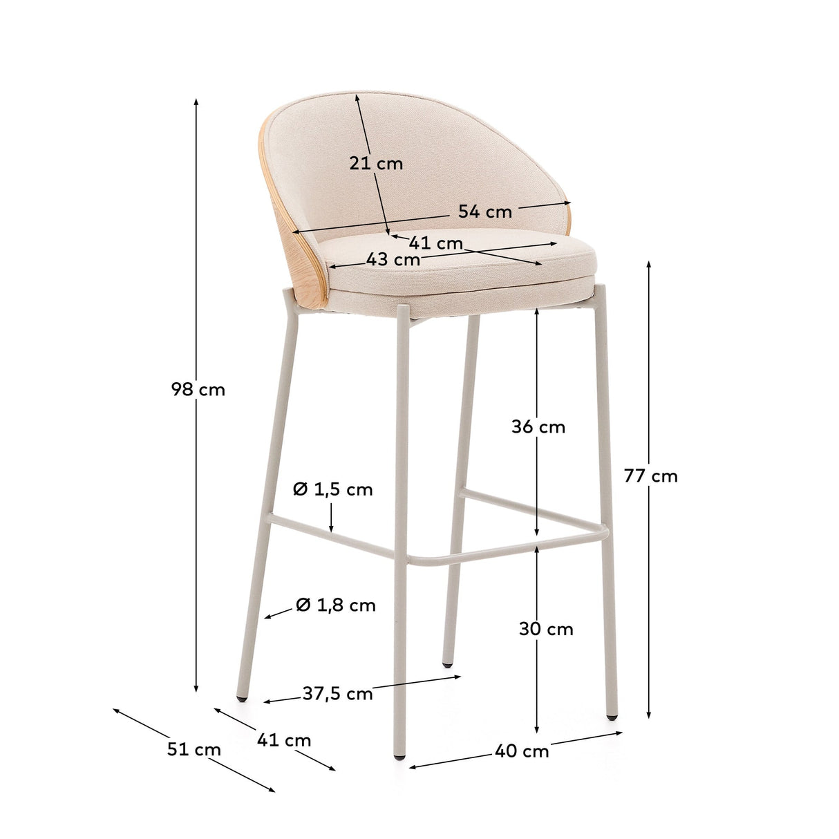 Eamy Taburet Beige, 98 cm