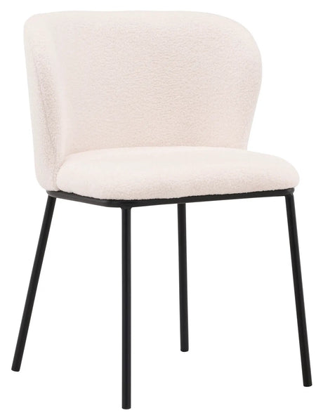 Edina Spisebordsstol, Sort, Hvid Bouclé