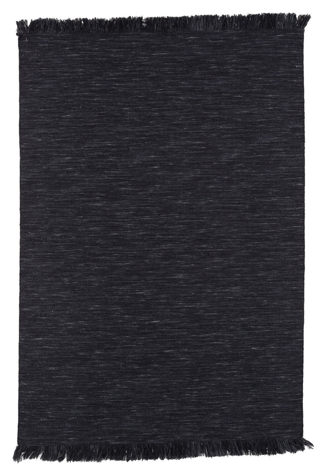 Elton Uld/Bomuld Tæppe 350x250 - Sort - Unoliving.com
