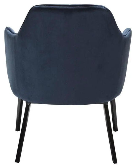 Embrace Loungestol, blå velourm. sort ben