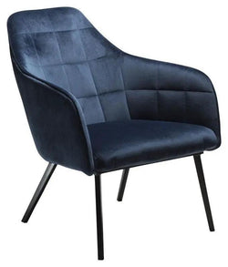 Embrace Loungestol, blå velourm. sort ben