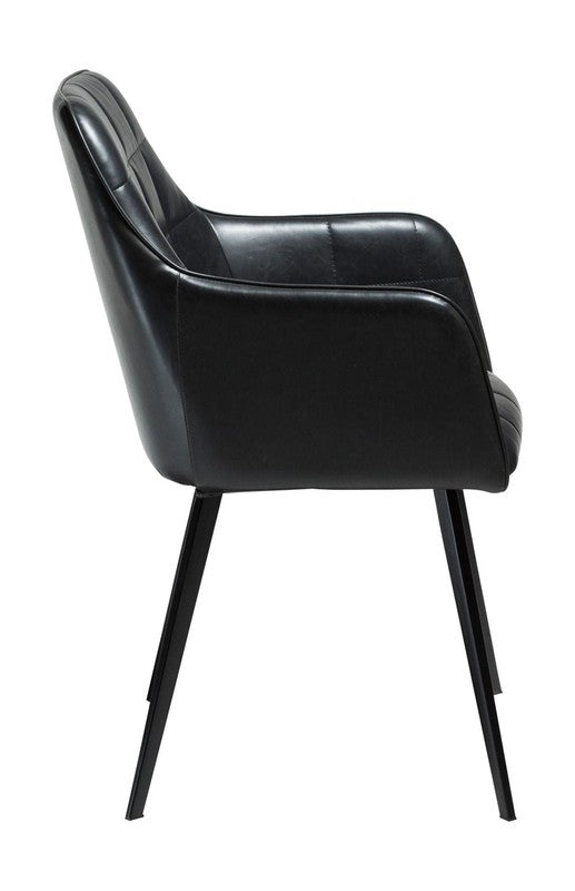 Embrace Spisebordsstol, vintage sort kunstlæder/ sorte ben - Unoliving.com