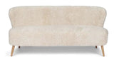 Emily 2-pers. Sofa, NZ kort krøllet lammeskind, Pearl/Eg