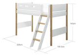 FLEXA Nor Semi-højseng 90x200 m. egeben, skrå stige - Unoliving.com