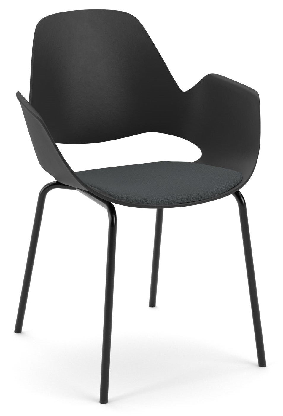 Falk Spisebordsstol, Metalben, Sort, Grå sædepude - Unoliving.com