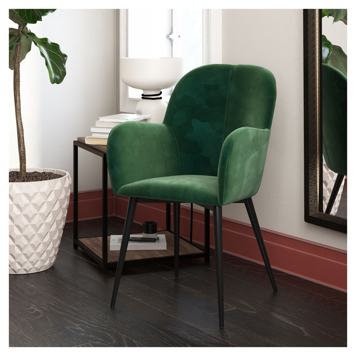 Fallon Loungestol, Grøn velour - Unoliving.com