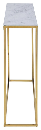 Filippa Konsolbord, Glas frostet hvid marmor print/Gylden krom - Unoliving.com