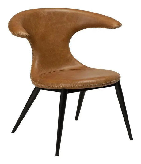 Flair Loungestol, lysebrun læderm. sort ben