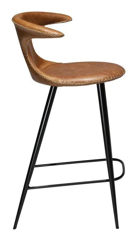 Flair counter stool, lysebrun læderm. sort ben
