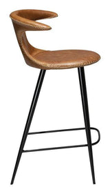 Flair counter stool, lysebrun læderm. sort ben