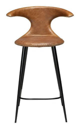 Flair counter stool, lysebrun læderm. sort ben