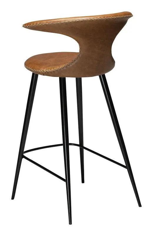 Flair counter stool, lysebrun læderm. sort ben
