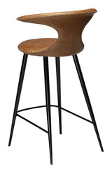 Flair counter stool, lysebrun læderm. sort ben
