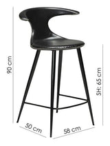 Flair counter stool, lysebrun læderm. sort ben