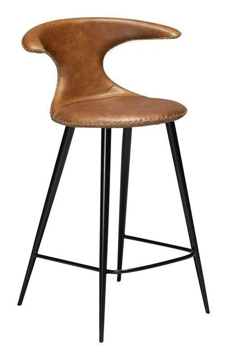 Flair counter stool, lysebrun læderm. sort ben