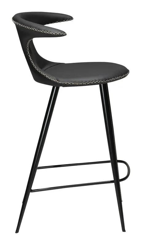 Flair counter stool, sort læderm. sort ben