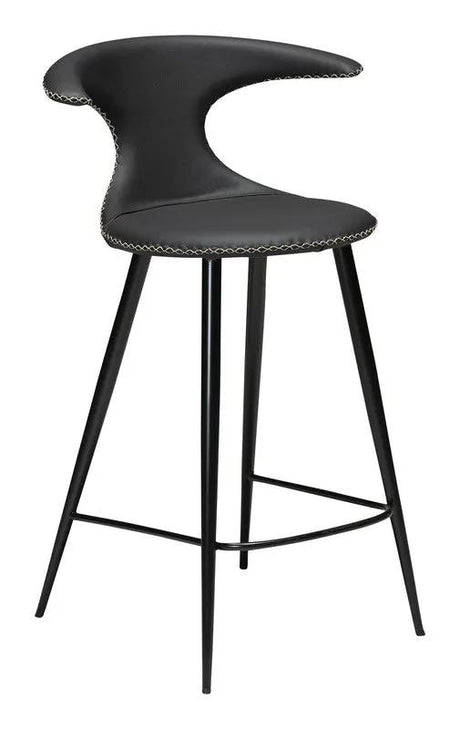Flair counter stool, sort læderm. sort ben