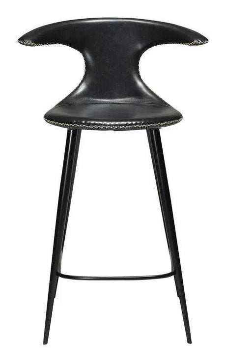 Flair counter stool, vintage sort kunstlæderm. sort ben