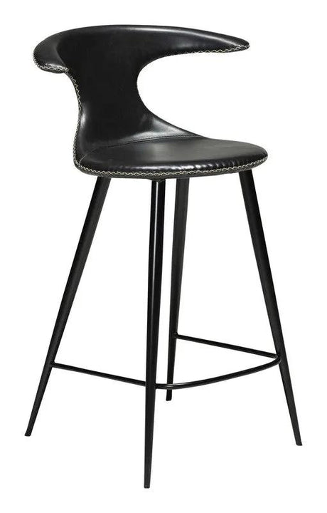 Flair counter stool, vintage sort kunstlæderm. sort ben