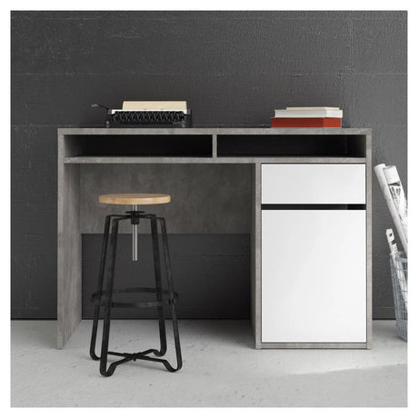 Function Plus Skrivebord 1 låge og skuffe, Oxid grå/Hvid